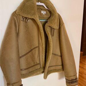 NA-KD Shearling Lined Tan Jacket
